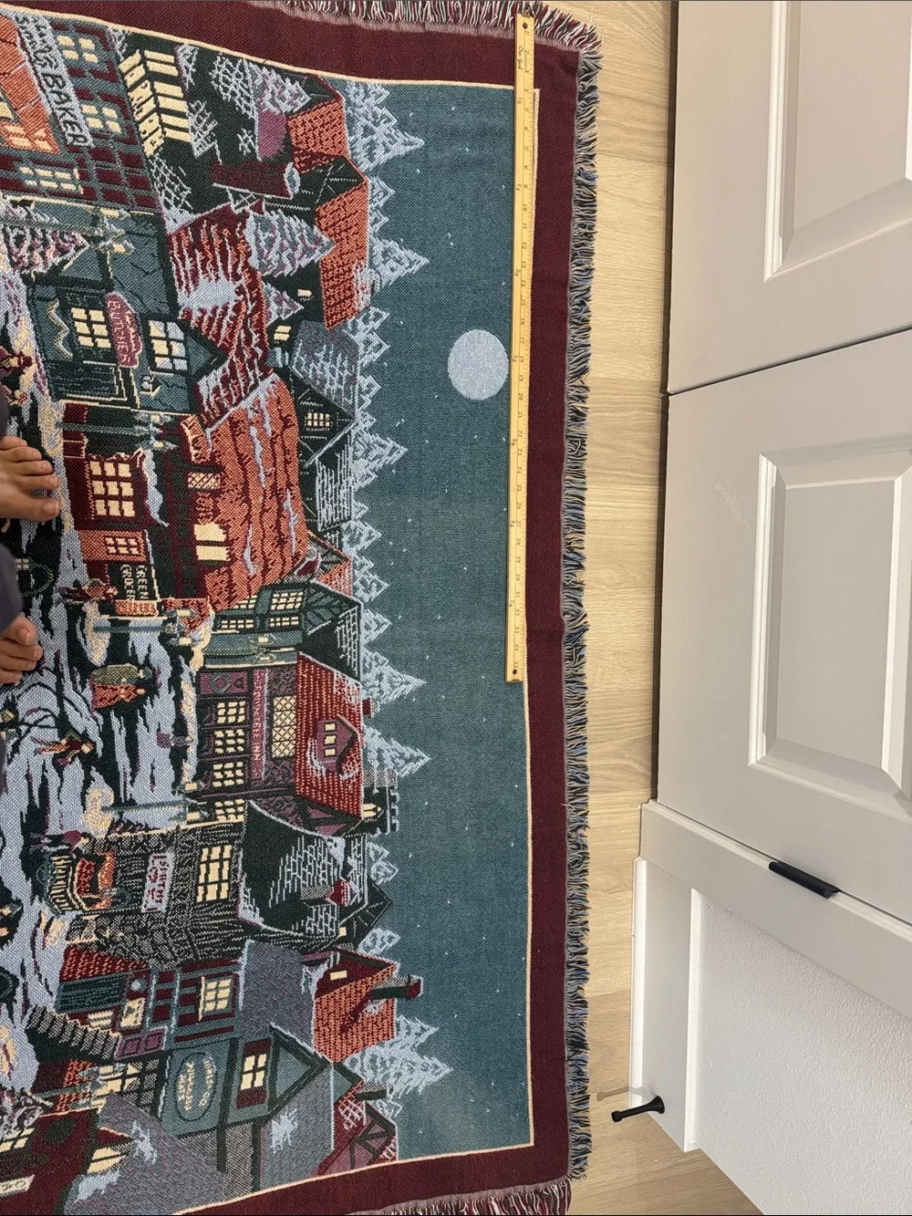 Burgundy Dickens Village Holiday Throw Blanket